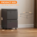 2-Drawer Mobile File Cabinet with Lock — Keep Your Workspace Organized & Secure