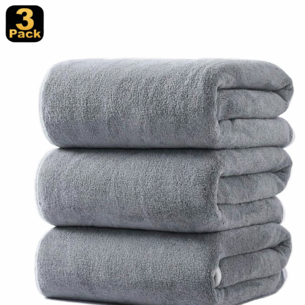 Coral Fleece Bath Towels – Set of 3 | Soft, Absorbent & Quick-Dry